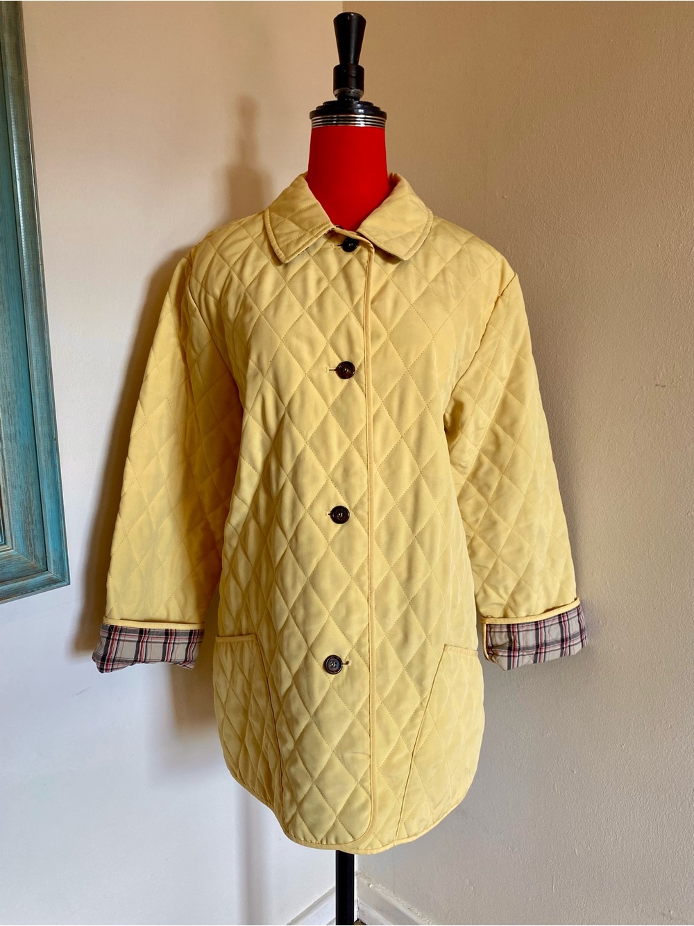 Quilted Yellow Jacket w/ Plaid Lining